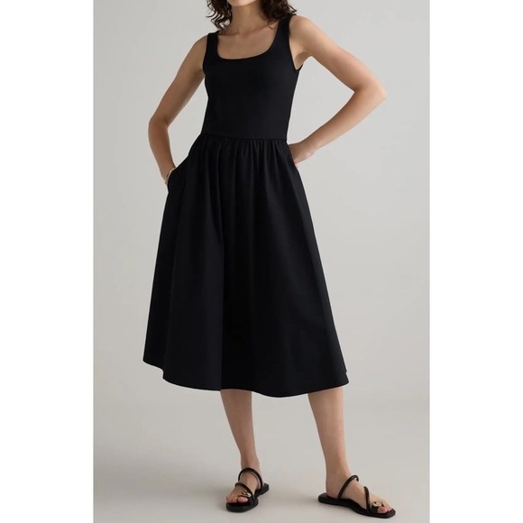 Quince Dresses & Skirts - Quince Cotton Mixed Media Tank Midi Dress Minimalist Black Womens Large New
